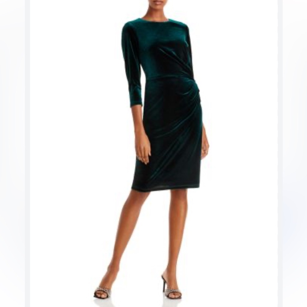 Eliza J Gathered Velvet Sheath Dress